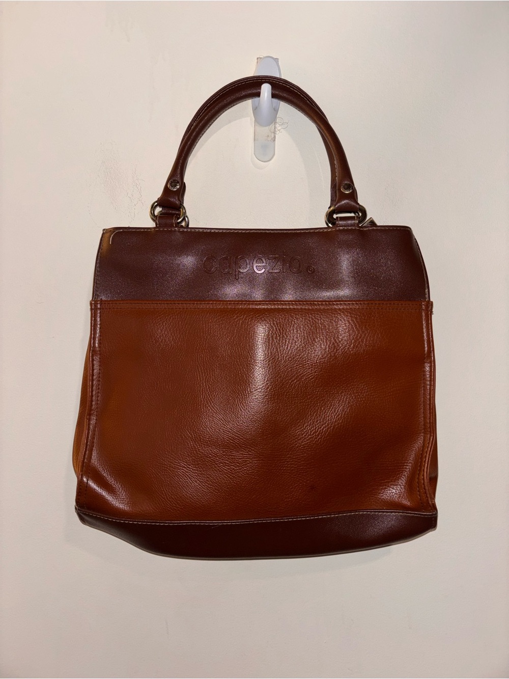 Capezio Two-Tone Brown Leather Shoulder Bag